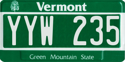 VT license plate YYW235