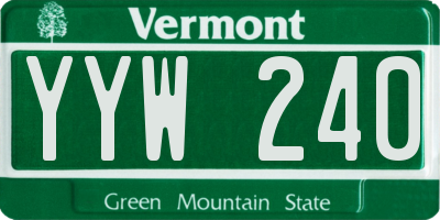 VT license plate YYW240