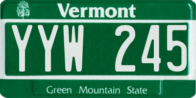 VT license plate YYW245