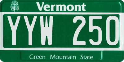 VT license plate YYW250