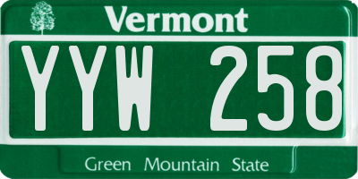 VT license plate YYW258