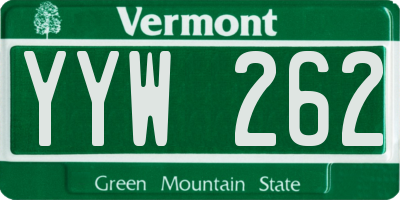 VT license plate YYW262