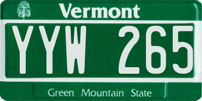 VT license plate YYW265