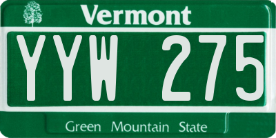 VT license plate YYW275