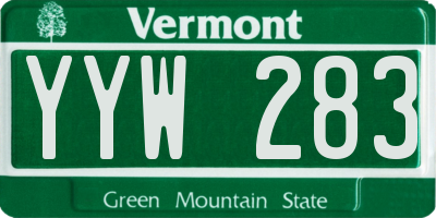 VT license plate YYW283