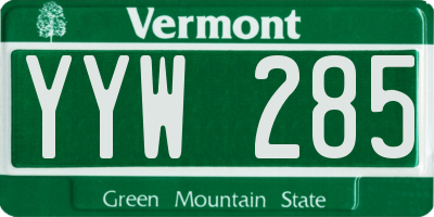 VT license plate YYW285