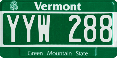 VT license plate YYW288