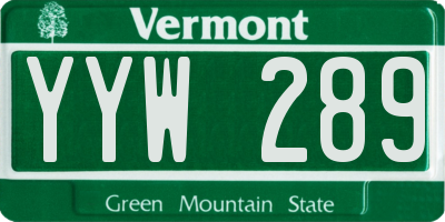 VT license plate YYW289