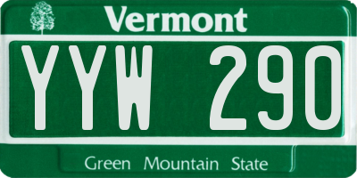 VT license plate YYW290