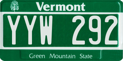 VT license plate YYW292