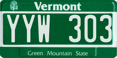 VT license plate YYW303