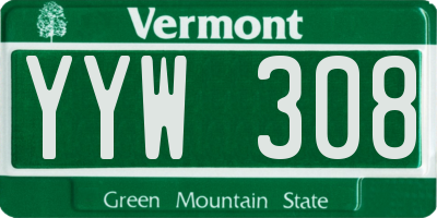 VT license plate YYW308