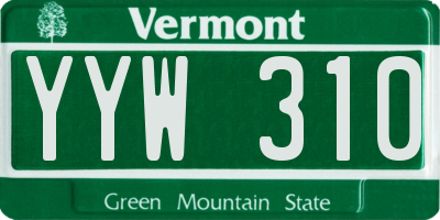 VT license plate YYW310