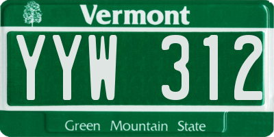 VT license plate YYW312