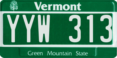 VT license plate YYW313