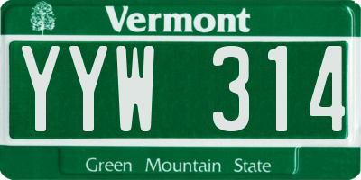 VT license plate YYW314