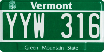 VT license plate YYW316