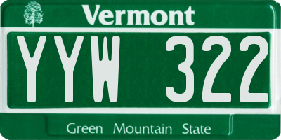 VT license plate YYW322