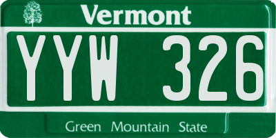 VT license plate YYW326