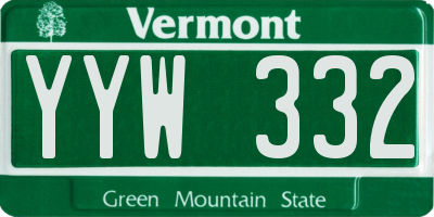 VT license plate YYW332