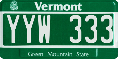 VT license plate YYW333