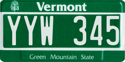 VT license plate YYW345