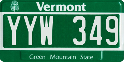 VT license plate YYW349