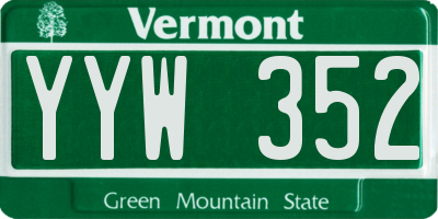 VT license plate YYW352