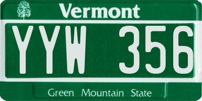 VT license plate YYW356