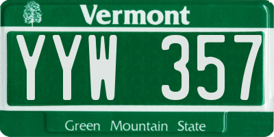 VT license plate YYW357