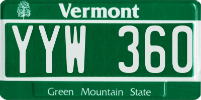 VT license plate YYW360