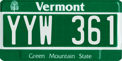 VT license plate YYW361