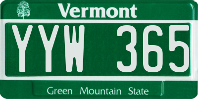 VT license plate YYW365