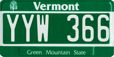 VT license plate YYW366