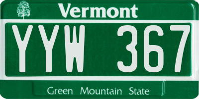 VT license plate YYW367
