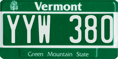 VT license plate YYW380