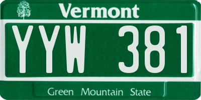 VT license plate YYW381