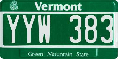 VT license plate YYW383