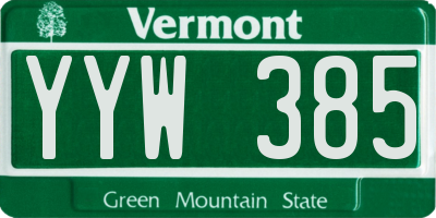 VT license plate YYW385