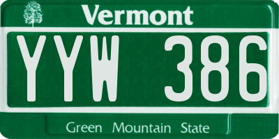 VT license plate YYW386