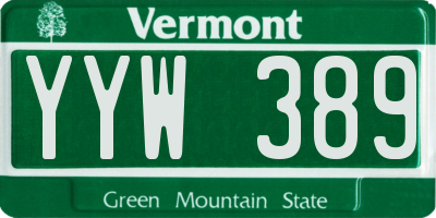 VT license plate YYW389