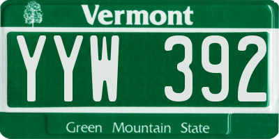 VT license plate YYW392