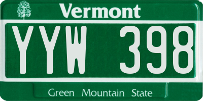 VT license plate YYW398