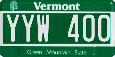 VT license plate YYW400