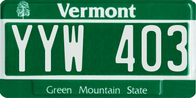 VT license plate YYW403