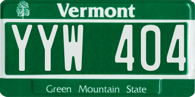 VT license plate YYW404
