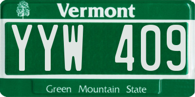 VT license plate YYW409