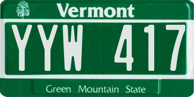 VT license plate YYW417