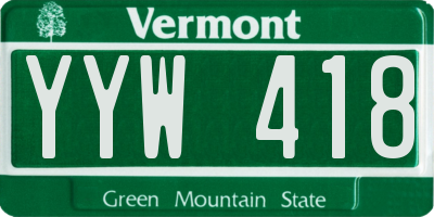 VT license plate YYW418
