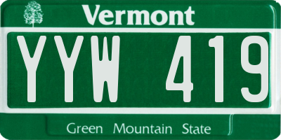 VT license plate YYW419